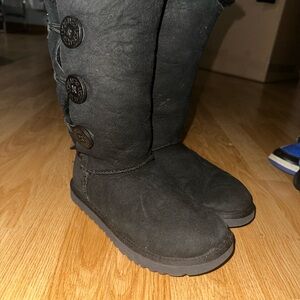 UGG Women's Black Button-Detail Boots